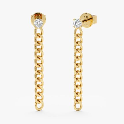 Cuban Chain Dropdown Diamond Studs