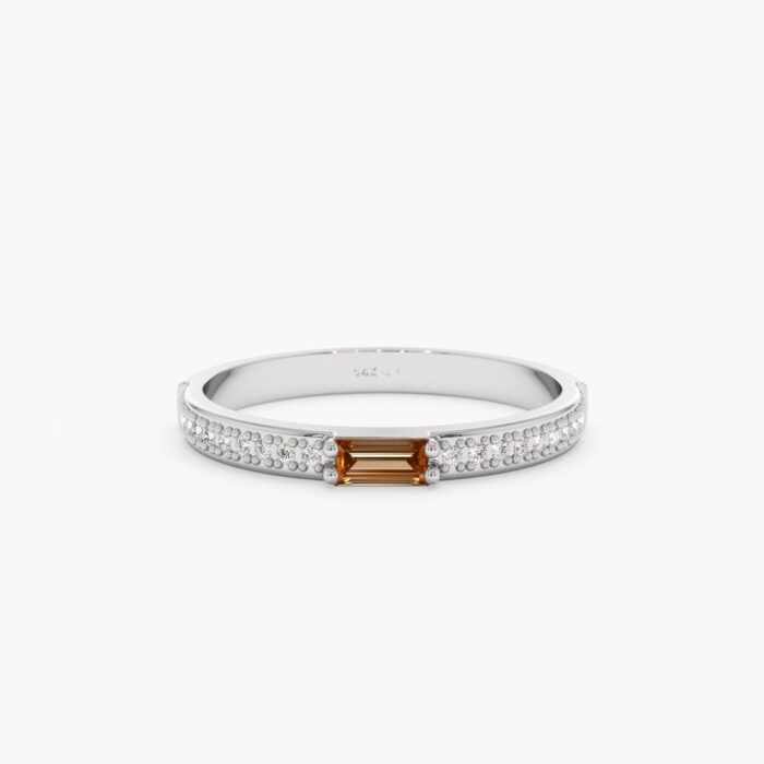 Diamond and Baguette Citrine Ring