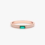 Diamond and Baguette Emerald Ring