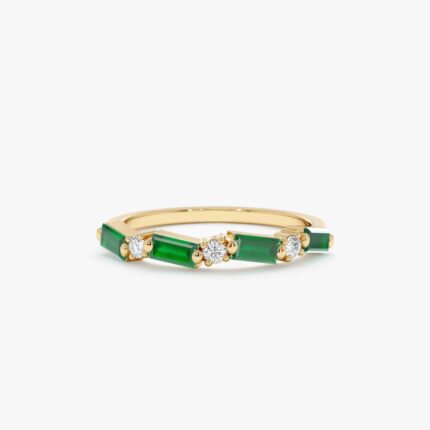 Diamond and Baguette Emerald Ring