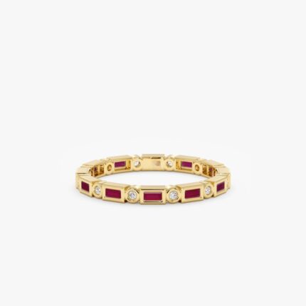 Diamond and Baguette Ruby Eternity Ring