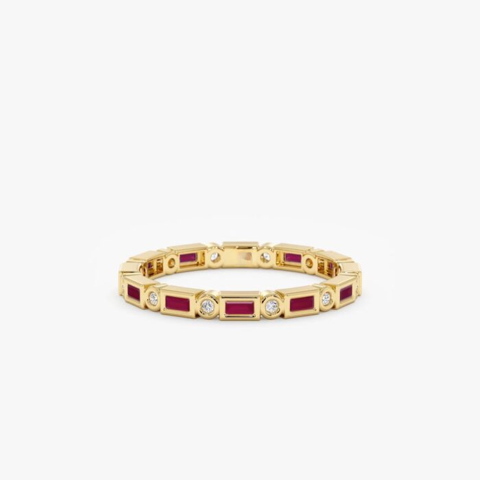 Diamond and Baguette Ruby Eternity Ring