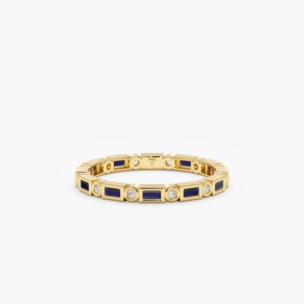 Diamond and Baguette Sapphire Eternity Ring