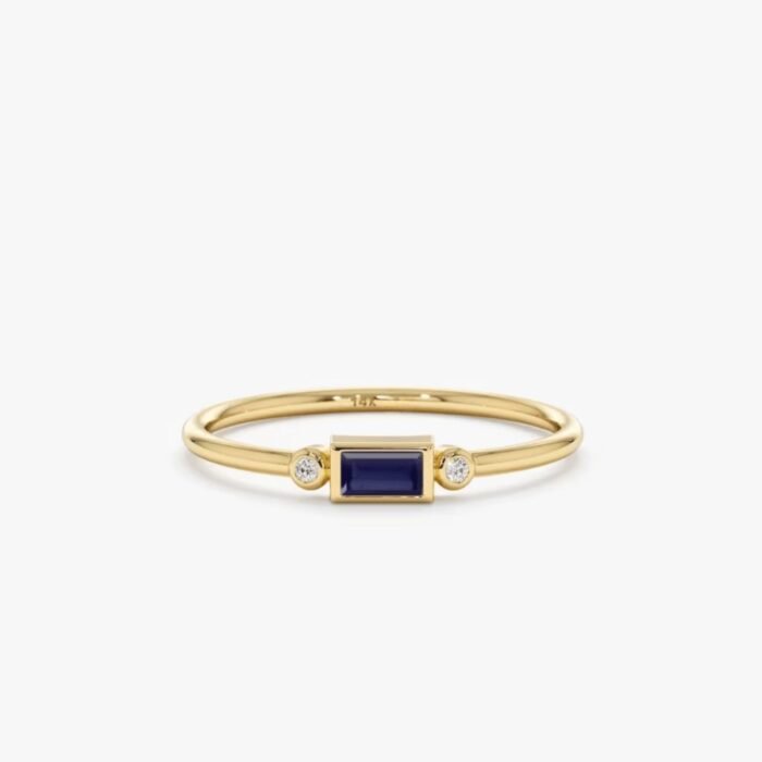 Diamond and Baguette Sapphire Ring