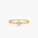 14k Diamond Star Chain Ring