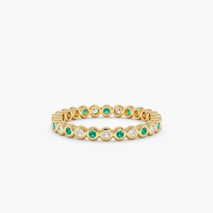 Alternating Emerald Diamond Eternity Band