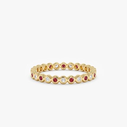 Alternating Ruby and Diamond Eternity Band