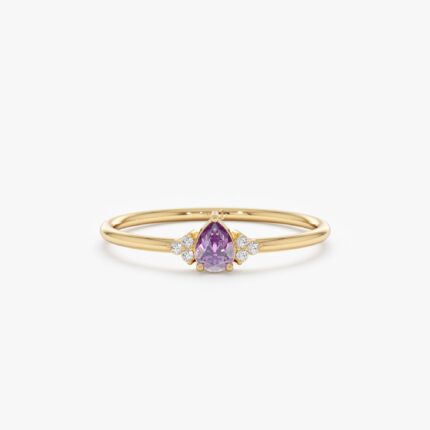 Amethyst Diamond Engagement Ring