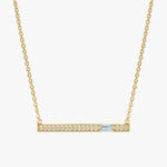 Aquamarine Diamond Bar Necklace