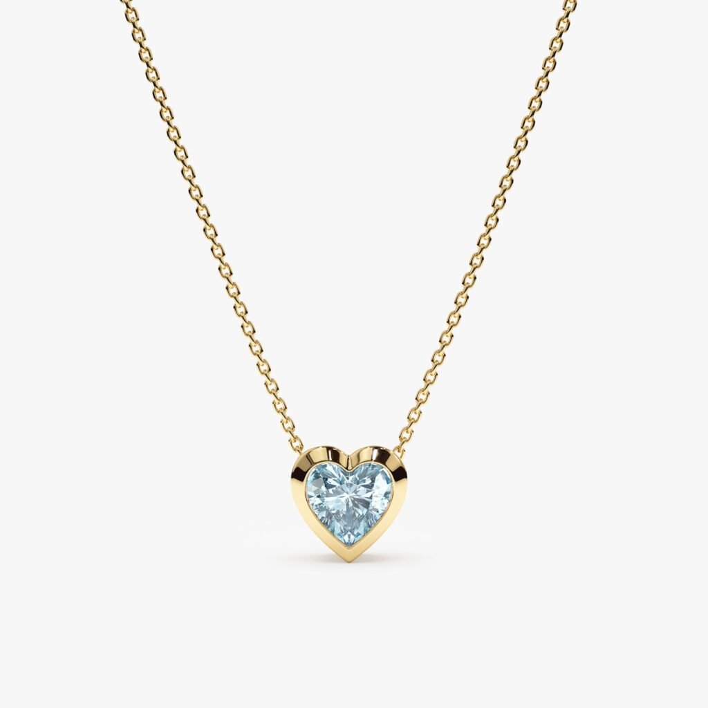 Aquamarine Heart Necklace