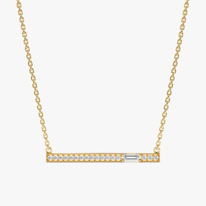 Baguette Diamond Bar Necklace