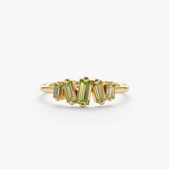 Baguette Peridot Cluster Ring