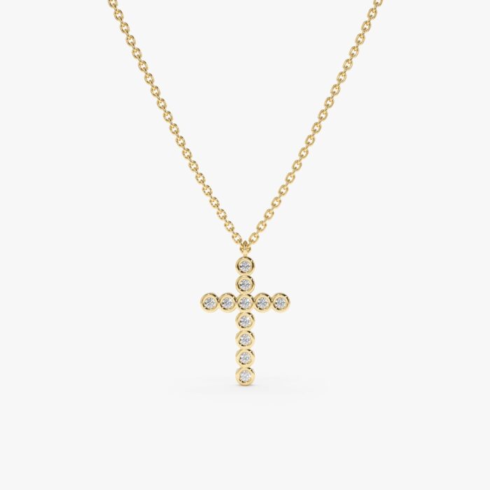 Bezel Diamond Cross Necklace