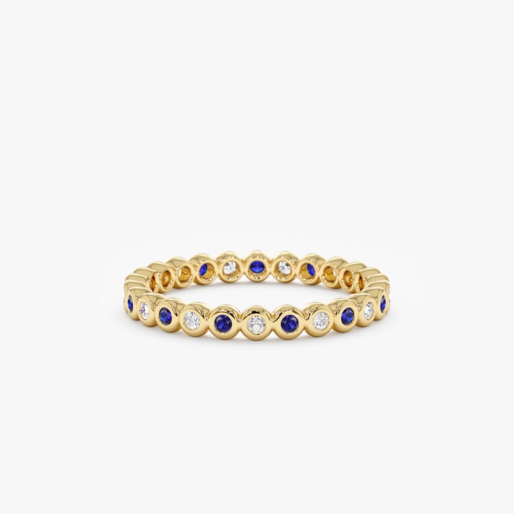 Bezel Sapphire and Diamond Eternity Band