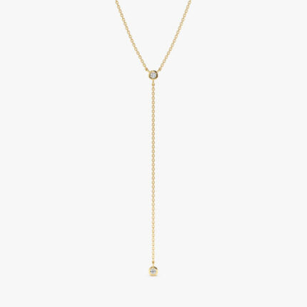 Bezel Set Double Diamond Lariat Y Necklace