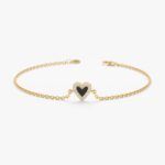 Black Enamel Heart Diamond Bracelet