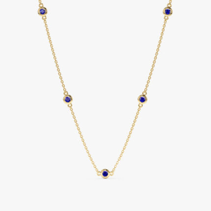 Blue Sapphire Station Necklace