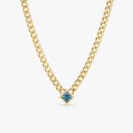 Blue Topaz Cuban Chain Necklace