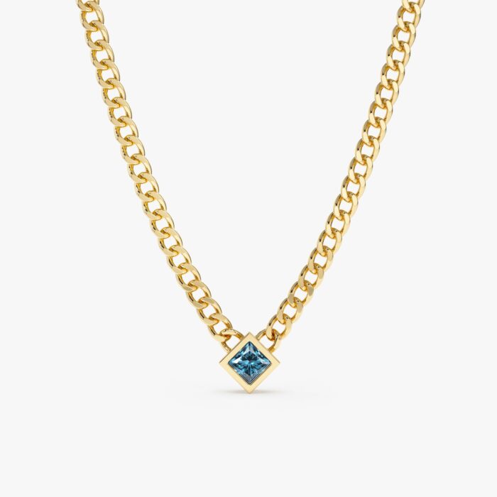Blue Topaz Cuban Chain Necklace