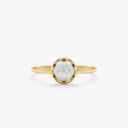 Cabochon Opal Engagement Ring