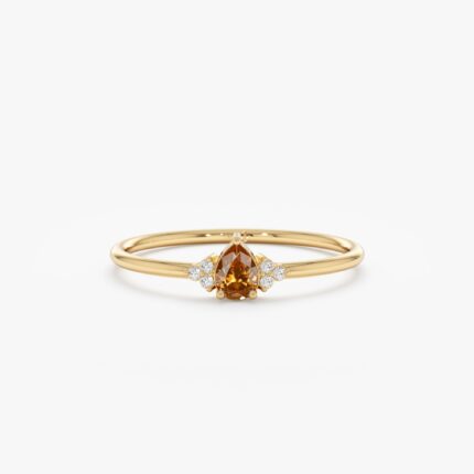 Citrine and Diamond Engagement Ring