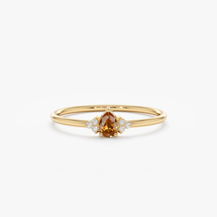Citrine and Diamond Engagement Ring