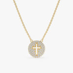 Cross Cutout Diamond Disc Necklace