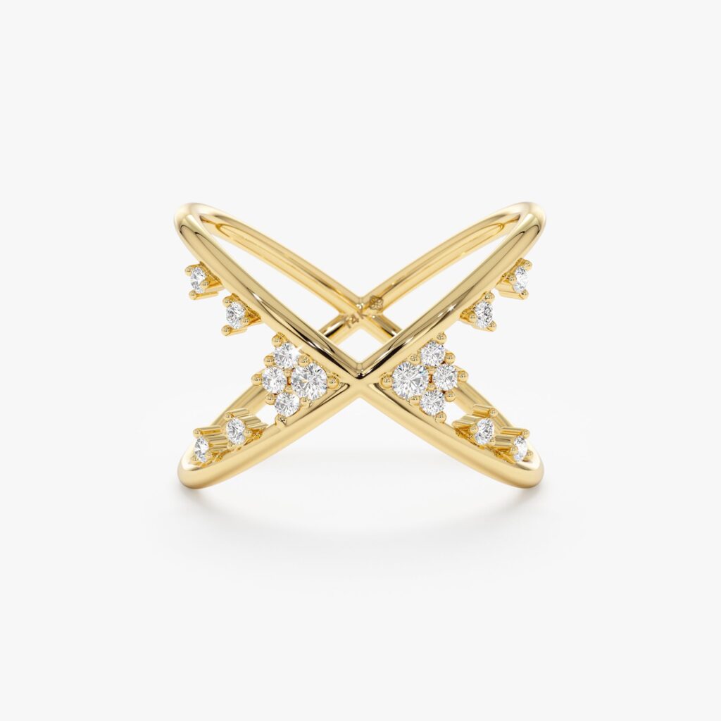 Crossover Diamond Cluster Ring