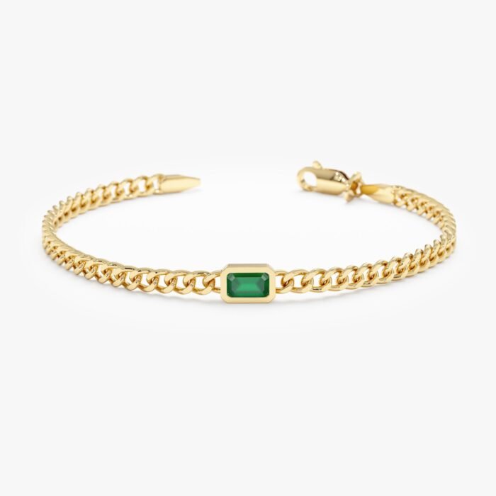 Cuban Chain Emerald Bracelet