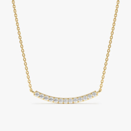 Curved Diamond Bar Necklace