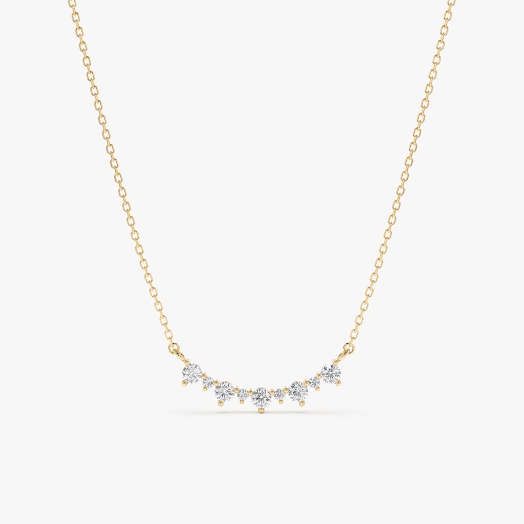 Curved Diamond Bar Necklace