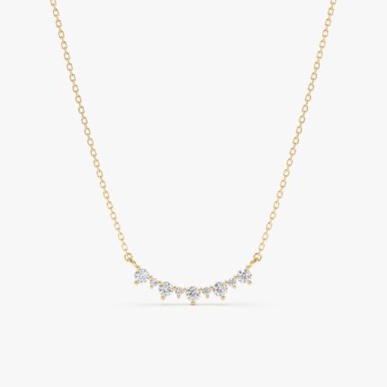 Curved Diamond Bar Necklace