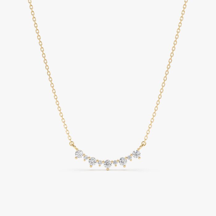 Curved Diamond Bar Necklace