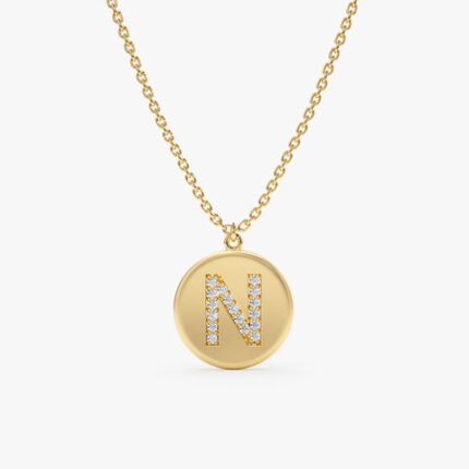 Custom Initial Diamond Coin Necklace