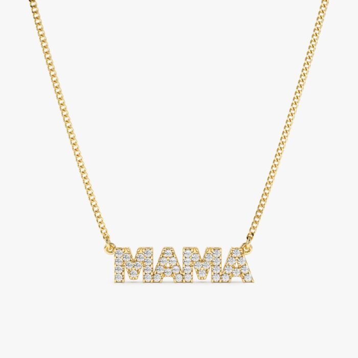 Dainty Block Letter Diamond Name Necklace