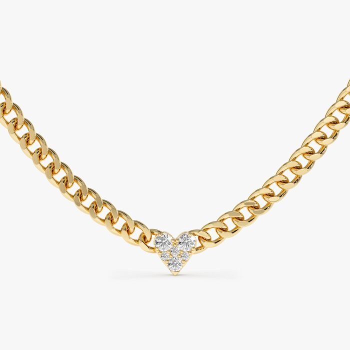 Dainty Diamond Heart Cuban Chain