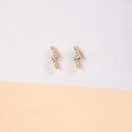 Dainty Diamond Lightning Bolt Studs