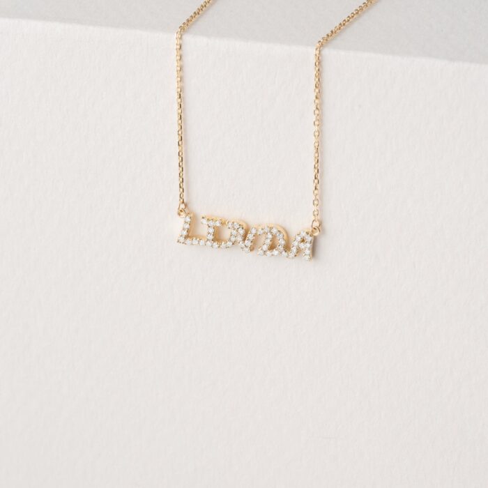 Dainty Diamond Name Necklace