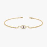 Dainty Diamond & Sapphire Evil Eye Bracelet