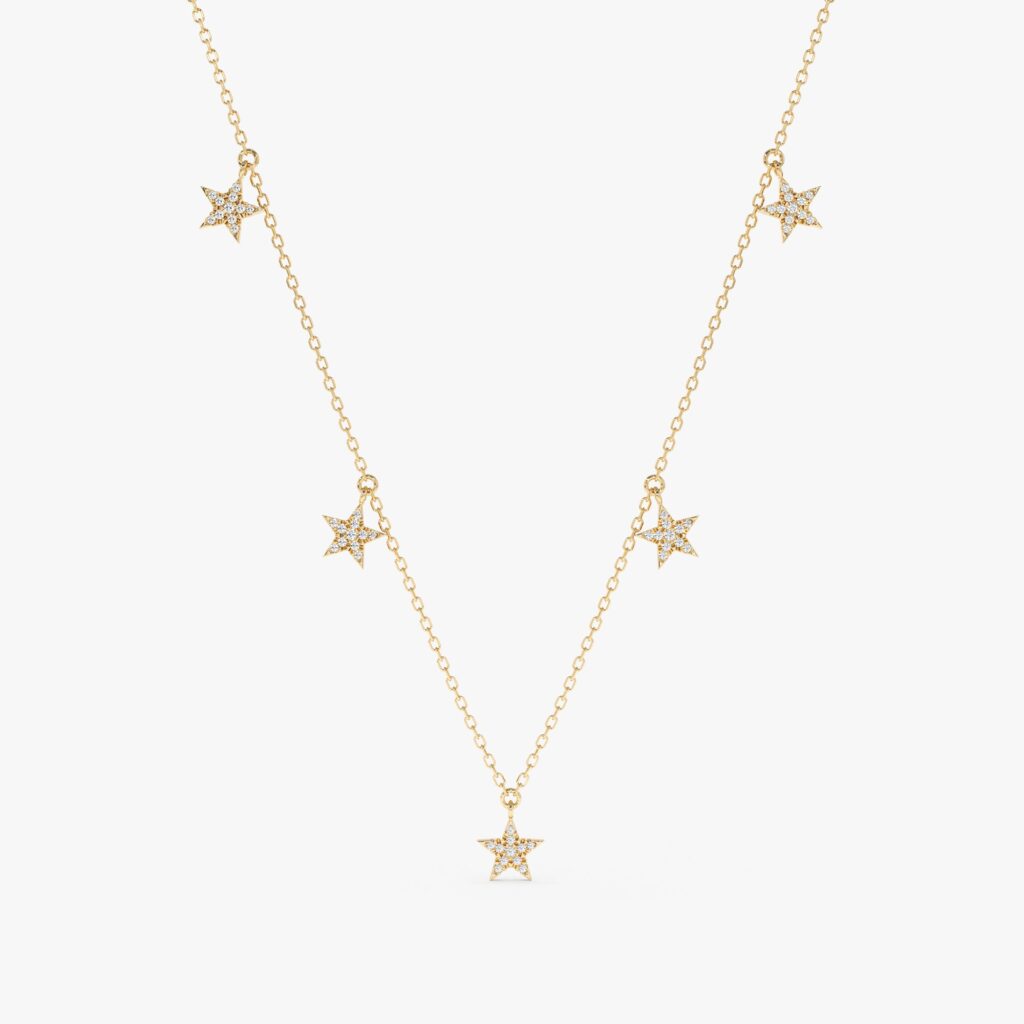 Dainty Diamond Star Drop Necklace