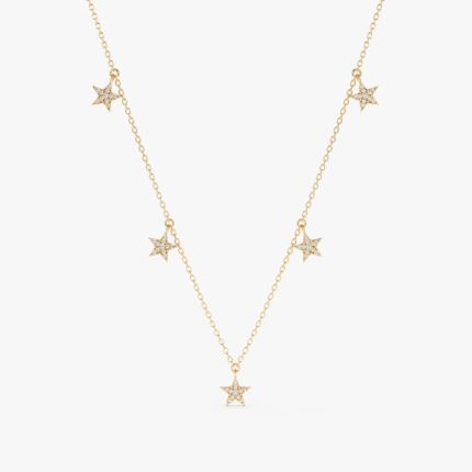 Dainty Diamond Star Drop Necklace