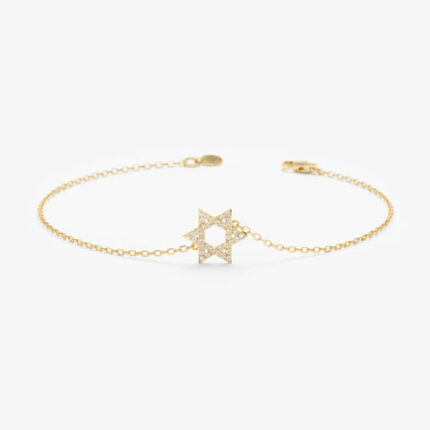 Dainty Diamond Star of David Bracelet