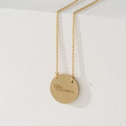 Dainty Engravable Brushed Disc Necklace