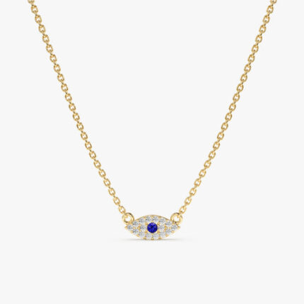 Dainty Sapphire & Diamond Evil Eye Necklace