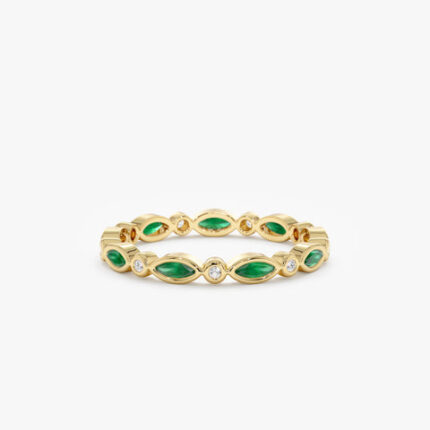 Diamond and Marquise Emerald Eternity Ring