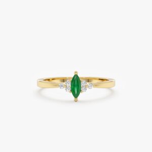 Diamond and Marquise Emerald Ring