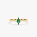 Diamond and Marquise Emerald Ring