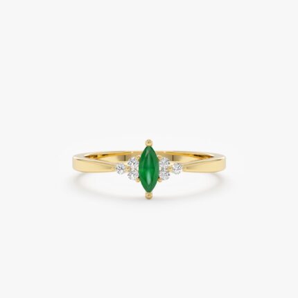 Diamond and Marquise Emerald Ring