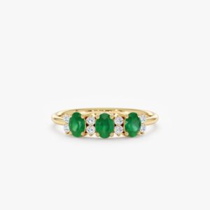 Diamond and Oval Emerald Ring