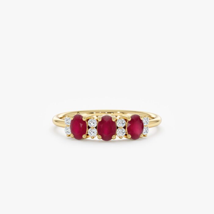 Diamond and Oval Ruby Ring